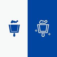 Broom Dustpan Sweep Line and Glyph Solid icon Blue banner Line and Glyph Solid icon Blue banner vector