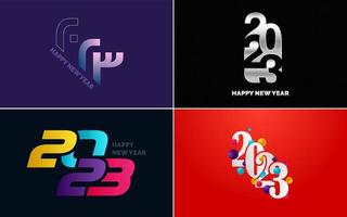 conjunto de diseño de logotipo 2023 feliz año nuevo. Plantilla de diseño de número 2023. decoración navideña 2023 símbolos de feliz año nuevo. diseño moderno de navidad para banner. red social. portada y calendario vector