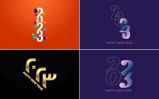 conjunto de diseño de logotipo 2023 feliz año nuevo. Plantilla de diseño de número 2023. decoración navideña 2023 símbolos de feliz año nuevo. diseño moderno de navidad para banner. red social. portada y calendario vector