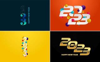 conjunto de diseño de logotipo 2023 feliz año nuevo. Plantilla de diseño de número 2023. decoración navideña 2023 símbolos de feliz año nuevo. diseño moderno de navidad para banner. red social. portada y calendario vector