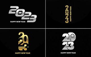 conjunto de diseño de logotipo 2023 feliz año nuevo. Plantilla de diseño de número 2023. decoración navideña 2023 símbolos de feliz año nuevo. diseño moderno de navidad para banner. red social. portada y calendario vector