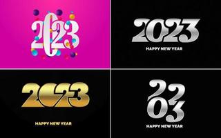 Set of logo design 2023 Happy New Year. 2023 number design template. Christmas decor 2023 Happy New Year symbols. Modern Xmas design for banner. social network. cover and calendar vector