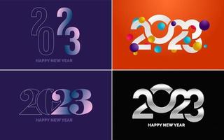 conjunto de diseño de logotipo 2023 feliz año nuevo. Plantilla de diseño de número 2023. decoración navideña 2023 símbolos de feliz año nuevo. diseño moderno de navidad para banner. red social. portada y calendario vector