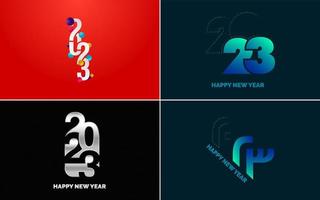 Set of logo design 2023 Happy New Year. 2023 number design template. Christmas decor 2023 Happy New Year symbols. Modern Xmas design for banner. social network. cover and calendar vector