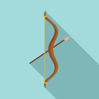 Stone age bow arrow icon, flat style vector