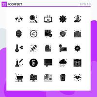 25 Thematic Vector Solid Glyphs and Editable Symbols of ecology setting analysis multimedia platform Editable Vector Design Elements