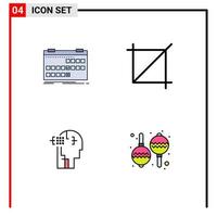Filledline Flat Color Pack of 4 Universal Symbols of calendar man release tool instrument Editable Vector Design Elements