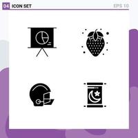 Set of Vector Solid Glyphs on Grid for business football slide pineapple protective Editable Vector Design Elements