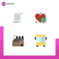 4 Flat Icon concept for Websites Mobile and Apps file barn usa love automobile Editable Vector Design Elements