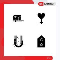 4 User Interface Solid Glyph Pack of modern Signs and Symbols of caravan plumber travel symbol army Editable Vector Design Elements