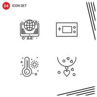 Modern Set of 4 Filledline Flat Colors and symbols such as globe technology web electronics temperature Editable Vector Design Elements