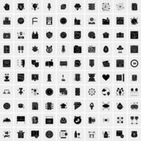 Set of 100 Universal Solid Icons vector