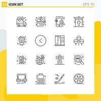 Set of 16 Modern UI Icons Symbols Signs for cola eye search bottle configuration Editable Vector Design Elements