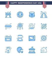 paquete de iconos de vector de stock de día americano 16 signos y símbolos de línea para perro usa hito americano americano elementos de diseño de vector de día de estados unidos editables