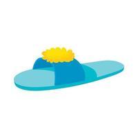 Blue slipper with yellow flower icon cartoon style vector