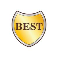Gold shield with the word Best icon, flat style vector