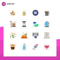 Pictogram Set of 16 Simple Flat Colors of floor bucket holiday maps map Editable Pack of Creative Vector Design Elements