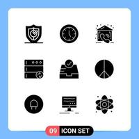 Modern Set of 9 Solid Glyphs Pictograph of check server products database estate Editable Vector Design Elements