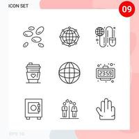 Vector Pack of 9 Icons in Line Style Creative Outline Pack isolated on White Background for Web and Mobile Creative Black Icon vector background