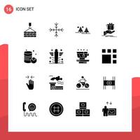 16 Universal Solid Glyphs Set for Web and Mobile Applications canned idea camping solution gift Editable Vector Design Elements