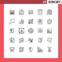 paquete de iconos vectoriales de stock de 25 signos y símbolos de línea para la instalación de coaching enviar instalar elementos de diseño vectorial editables de crédito vector