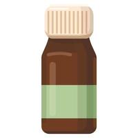 Medicine brown bottle icon, cartoon style vector