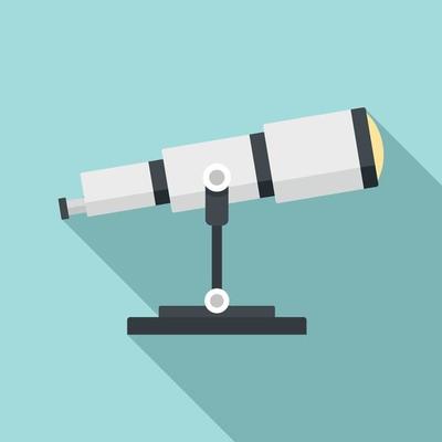 Space research telescope icon, flat style