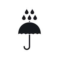 icono de paraguas y gotas de lluvia, estilo simple vector