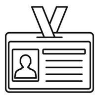 Id badge icon, outline style vector