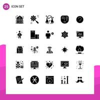 Set of 25 Modern UI Icons Symbols Signs for help sad process mask emotion Editable Vector Design Elements