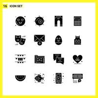 16 Icon Set Simple Solid Symbols Glyph Sign on White Background for Website Design Mobile Applications and Print Media Creative Black Icon vector background