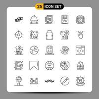 25 Black Icon Pack Outline Symbols Signs for Responsive designs on white background 25 Icons Set Creative Black Icon vector background