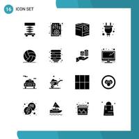 Pictogram Set of 16 Simple Solid Glyphs of hardware plug report electric no Editable Vector Design Elements