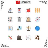 Modern Set of 16 Flat Colors and symbols such as trash virtuoso fruit note loaf Editable Pack of Creative Vector Design Elements