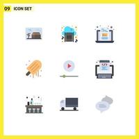 9 Thematic Vector Flat Colors and Editable Symbols of gadgets summer music ice cream beach Editable Vector Design Elements