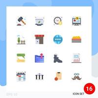 Universal Icon Symbols Group of 16 Modern Flat Colors of city screen management percentage display Editable Pack of Creative Vector Design Elements