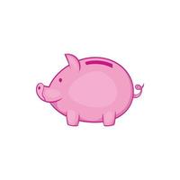 Pink piggy bank icon, cartoon style vector