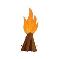 Tepee fire icon, flat style vector