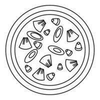 Vegan pizza icon, outline style vector