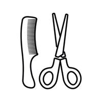 Scissors and comb icon, outline style vector