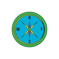 Compass icon in cartoon style vector