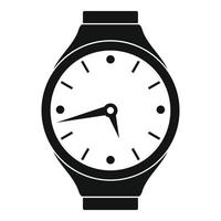 Wristwatch round icon, simple black style vector