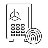 Fingerprint money safe icon, outline style vector