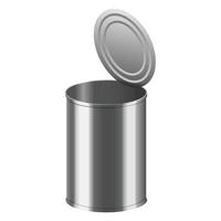 Open tin can mockup, realistic style vector