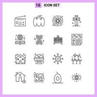 16 Icons in Line Style Outline Symbols on White Background Creative Vector Signs for Web mobile and Print Creative Black Icon vector background