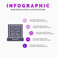 Laptop Computer Design Solid Icon Infographics 5 Steps Presentation Background