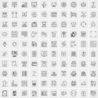 Pack of 100 Universal Line Icons for Mobile and Web vector