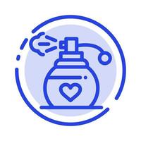 perfume amor regalo línea punteada azul icono de línea vector