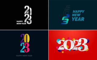 conjunto de diseño de logotipo 2023 feliz año nuevo. Plantilla de diseño de número 2023. decoración navideña 2023 símbolos de feliz año nuevo. diseño moderno de navidad para banner. red social. portada y calendario vector