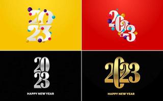 gran conjunto de diseño de texto del logo de feliz año nuevo 2023. Plantilla de diseño de número 2023. colección de símbolos de feliz año nuevo 2023 vector